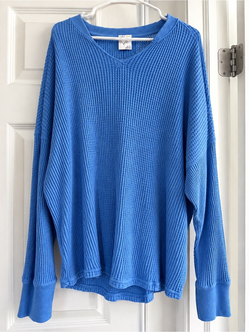 aerie Blue V-Neck Waffle Knit Sweater - Unbranded